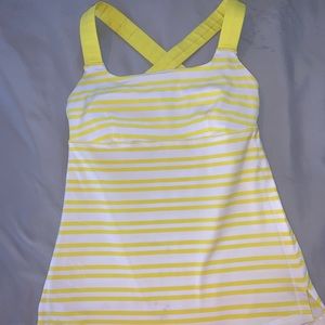 lululemon: yellow and white striped tank